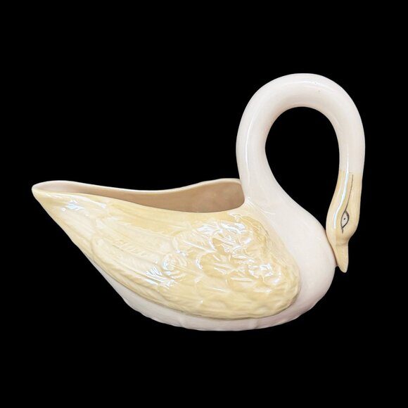 Vintage Belleek Ireland Swan Dish with Yellow Luster Finish - Picture 7 of 11
